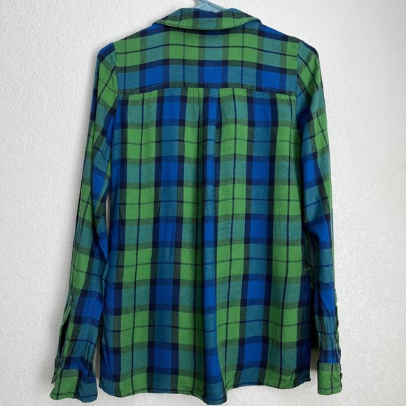SO Perfect Shirt, Relaxed Fit, Blue and Green Plaid, Size XS - Picture 2 of 6
